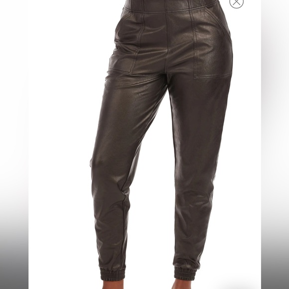 SPANX Black Faux Leather Jogger Pants - Picture 6 of 9